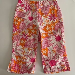 Lilly Pulitzer Girls Orange Pink Floral Tangelo Pants Sz 6